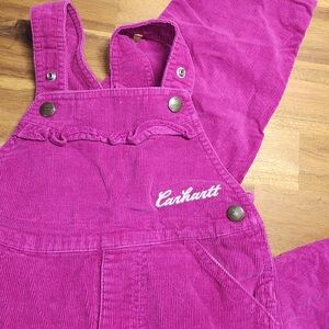 Girls velour Carhartt brand overalls purplish/pink color size 4T